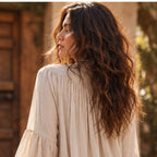 Ananda Lace blusa boho bege vista posterior