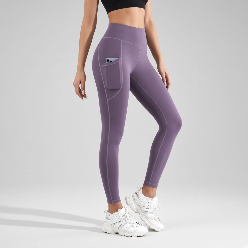 Leggings Femininas de Yoga Esticáveis com Bolsos – capa em estúdio