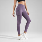 Leggings Femininas de Yoga Esticáveis com Bolsos – capa em estúdio