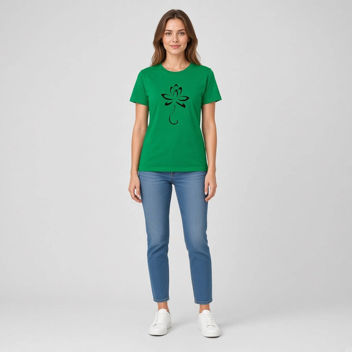 T-shirt Lotus Spirit – Minimalismo e Conexão com o Corpo – capa em estúdio