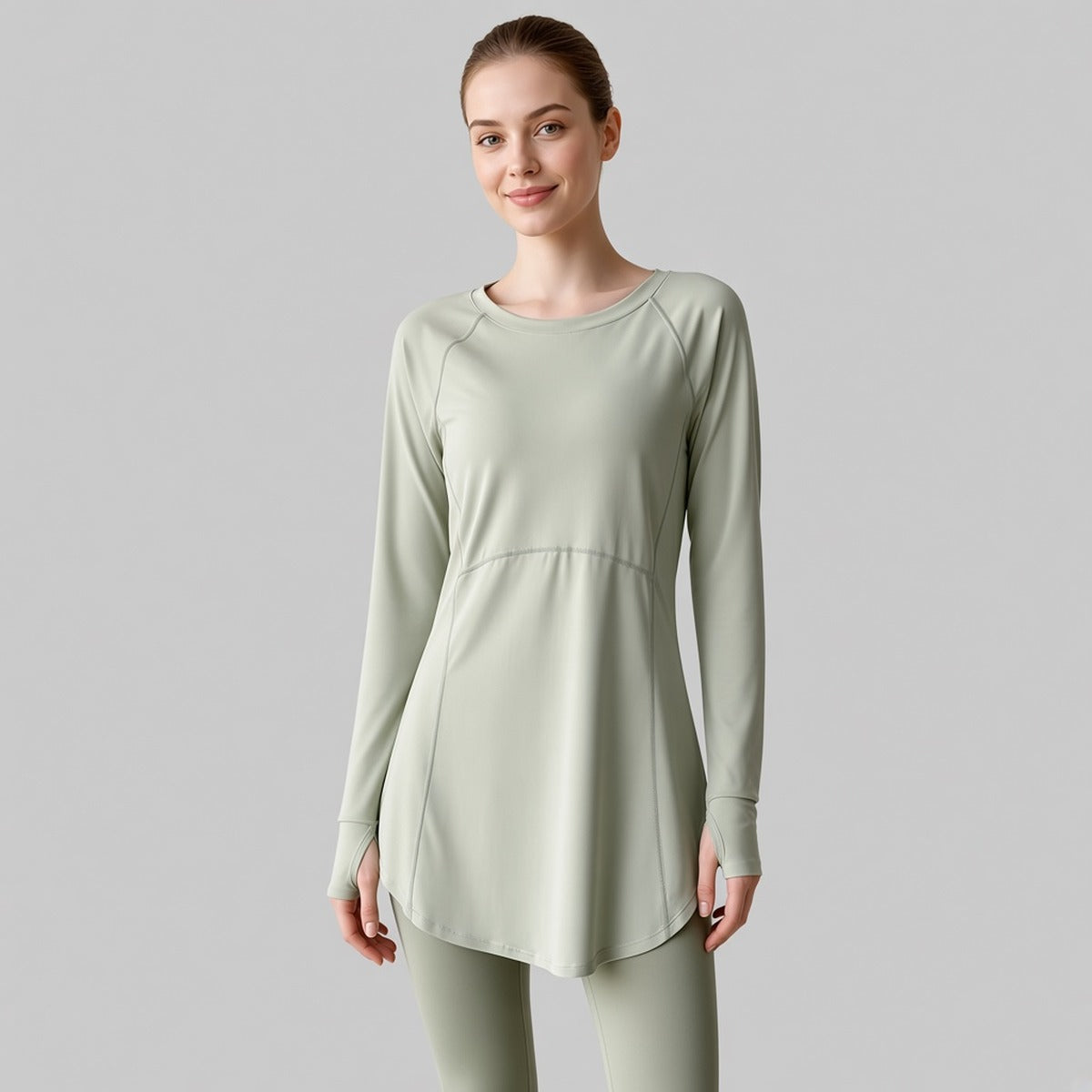 FlowLong – Sweatshirt Slim para Yoga, Corrida e Bem-Estar Ativo – capa em estúdio