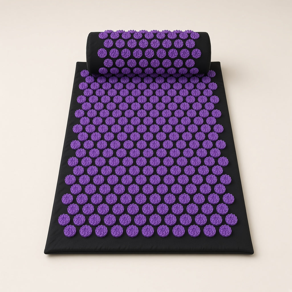 Kamala – tapete de acupressão roxo com almofada