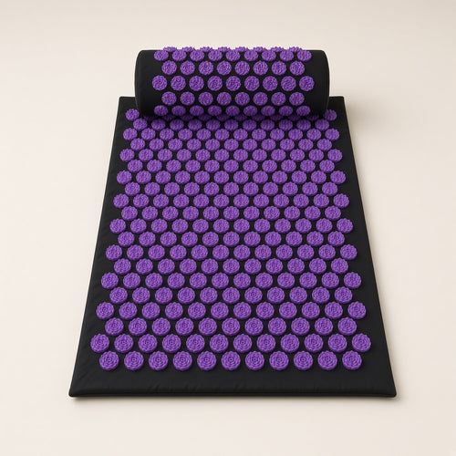 Kamala – tapete de acupressão roxo com almofada
