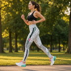 Leggings Shakti Motion estampadas em corrida no parque