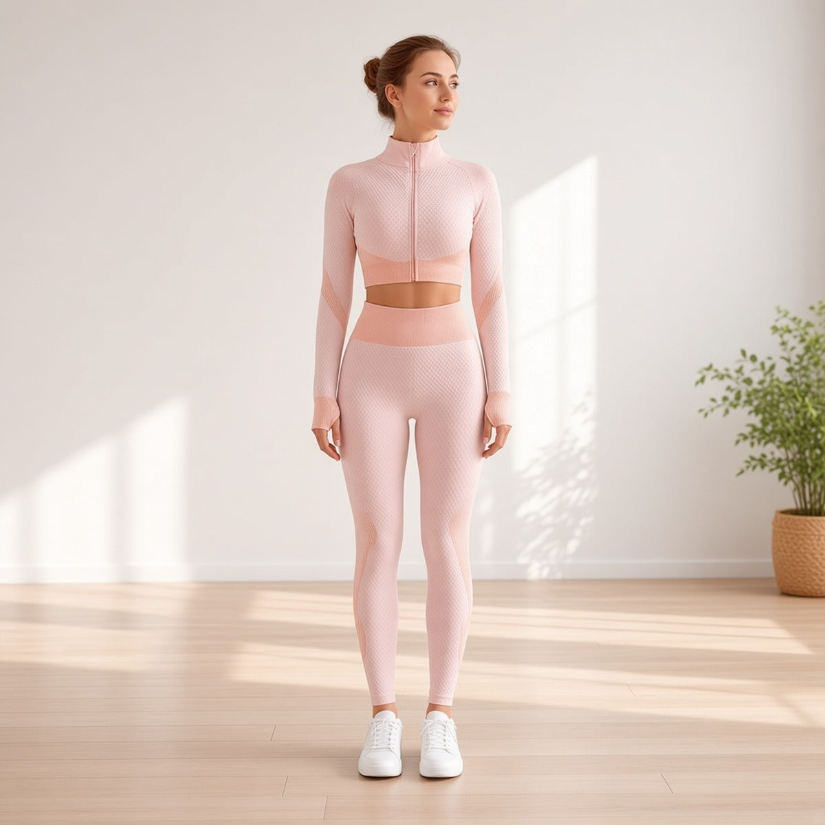 Eternal Flow Set – Conjunto de Yoga Seamless 2/3 Peças – lifestyle em estúdio de yoga