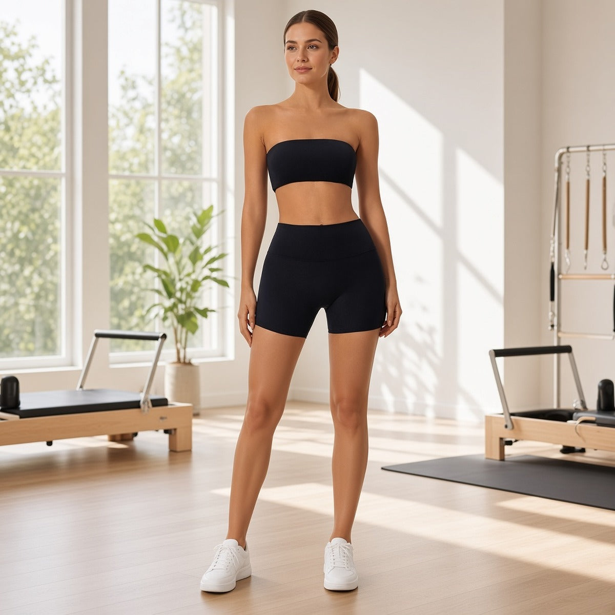 Calm Strength Set – Força Suave e Equilíbrio em Movimento – lifestyle em estúdio de pilates