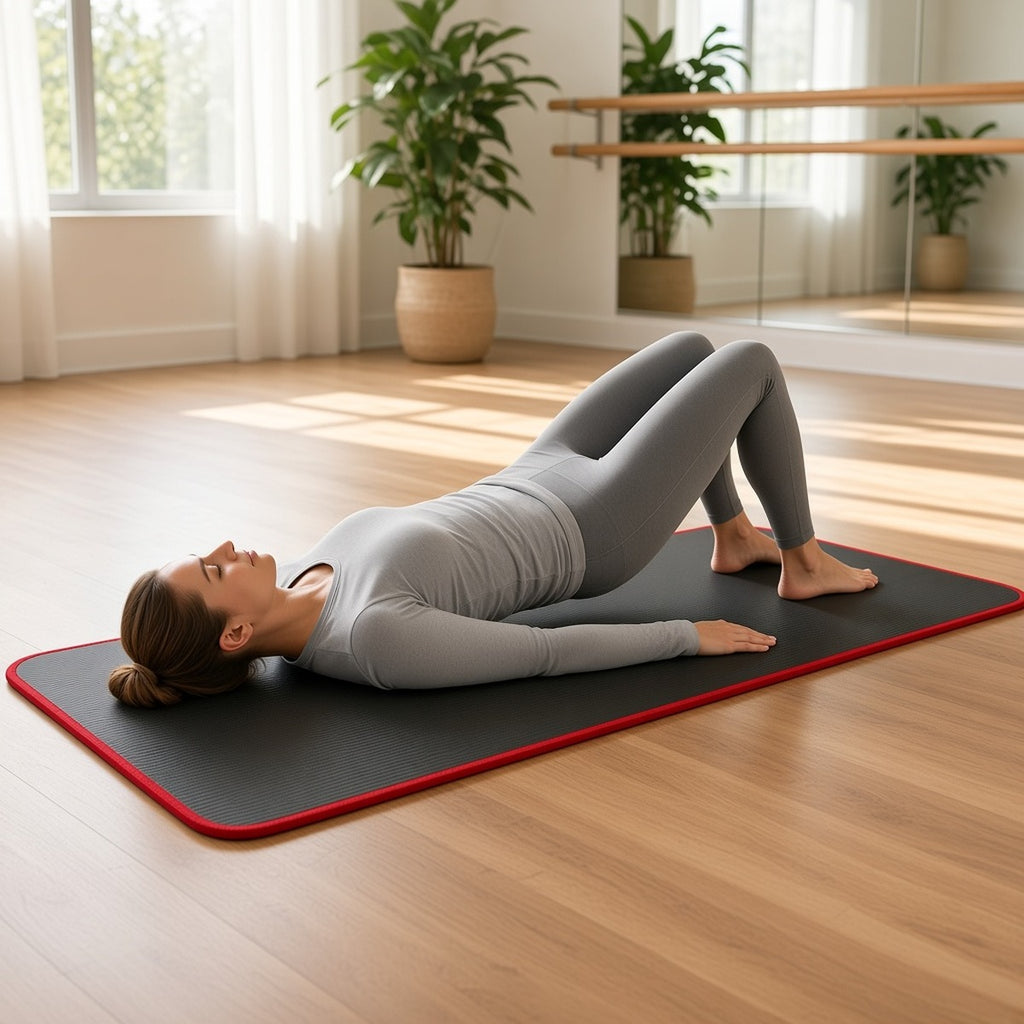 Tapete Sukha 10MM – Suavidade e Apoio Profundo na Tua Prática – lifestyle ponte sobre o tapete em estúdio de pilates