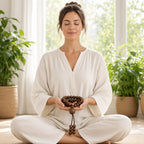 108 Contas da Intenção – Pulseira e Colar para Meditação e Yoga – lifestyle meditação com o mala nas mãos