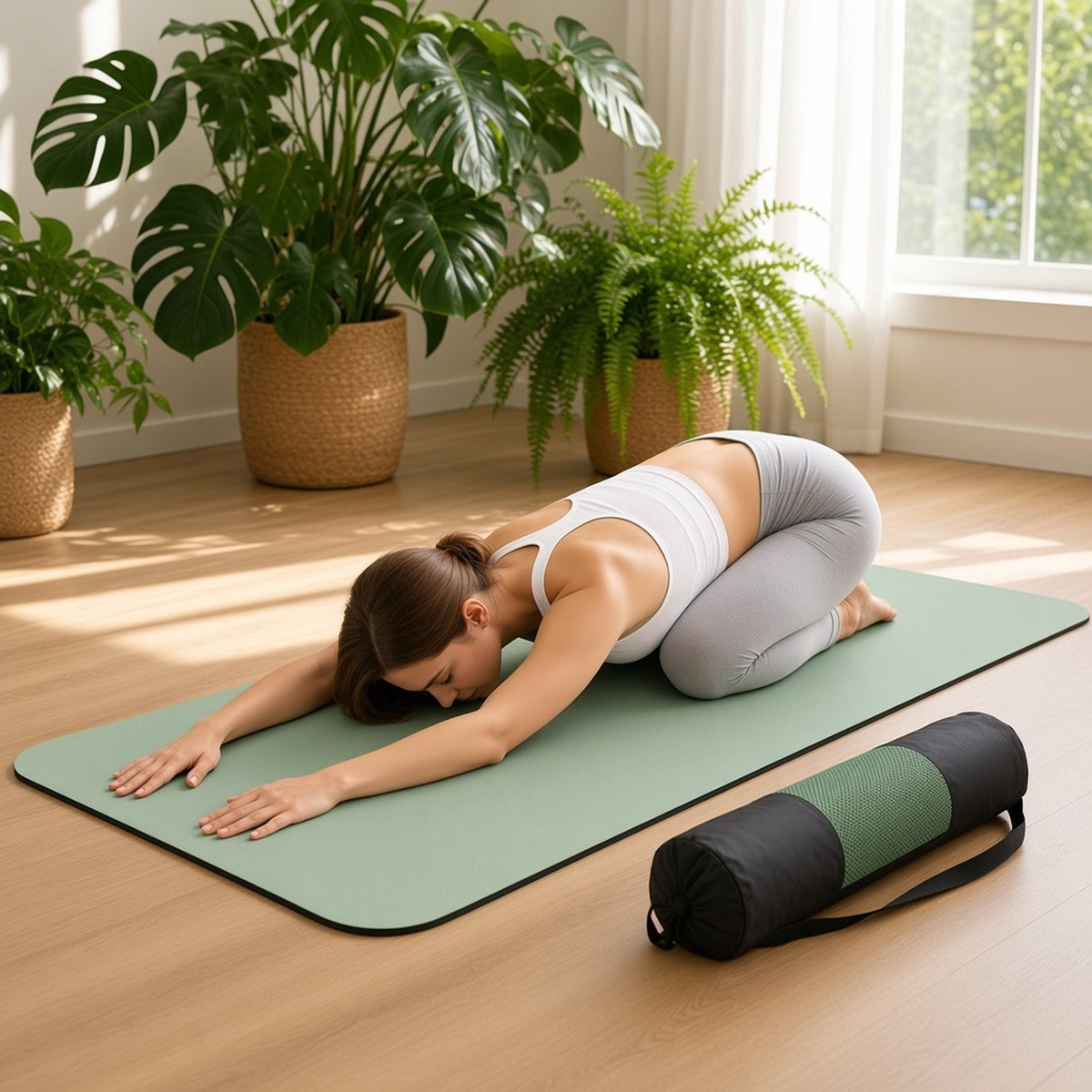 Atira Core Mat — Raiz Firme, Expansão Serena – lifestyle em postura da criança no tapete