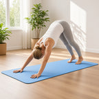 Essenza TPE Mat – Tapete de Yoga Antiderrapante e Natural – lifestyle na sala, Azul