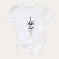 Padma Luna – T-shirt com Estampado de Flor de Lótus Celestial, cor branco