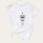 Padma Luna – T-shirt com Estampado de Flor de Lótus Celestial, cor branco