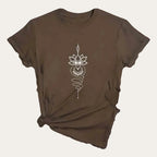 Padma Luna – T-shirt com Estampado de Flor de Lótus Celestial, cor castanho