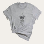 Padma Luna – T-shirt com Estampado de Flor de Lótus Celestial, cor cinzento