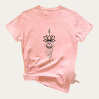 Padma Luna – T-shirt com Estampado de Flor de Lótus Celestial, cor pêssego