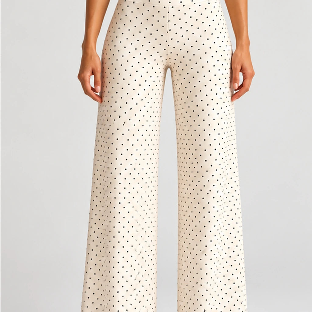 Sattva Dot Flow – calças wide-leg Damasco em estúdio