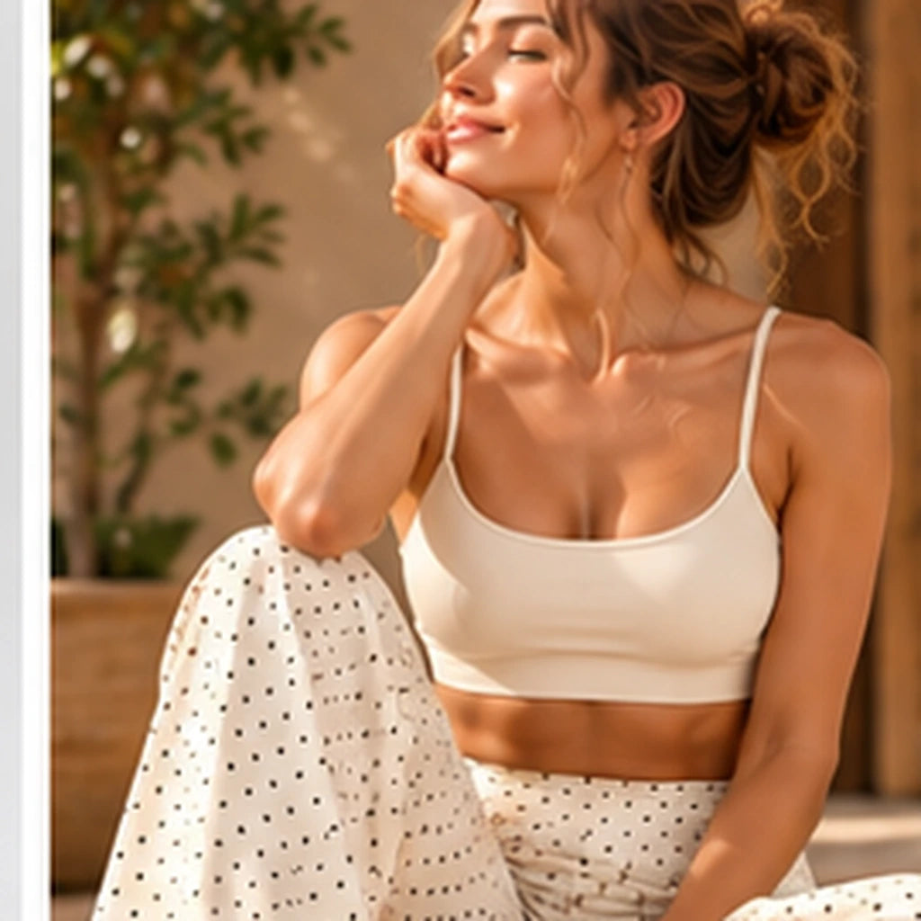 Sattva Dot Flow – calças wide-leg Damasco em momento de bem-estar